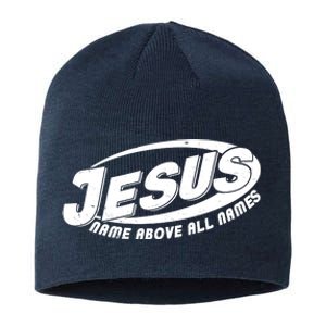 Jesus Name Above All Names Sports Style Logo Sustainable Beanie