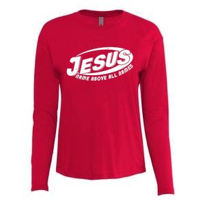 Jesus Name Above All Names Sports Style Logo Womens Cotton Relaxed Long Sleeve T-Shirt