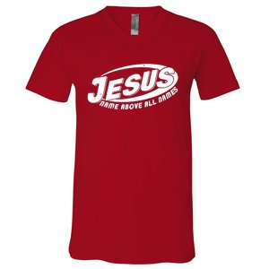 Jesus Name Above All Names Sports Style Logo V-Neck T-Shirt