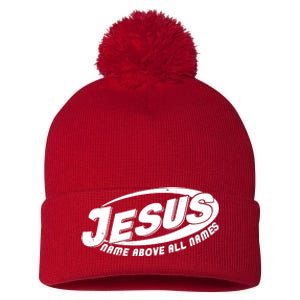 Jesus Name Above All Names Sports Style Logo Pom Pom 12in Knit Beanie