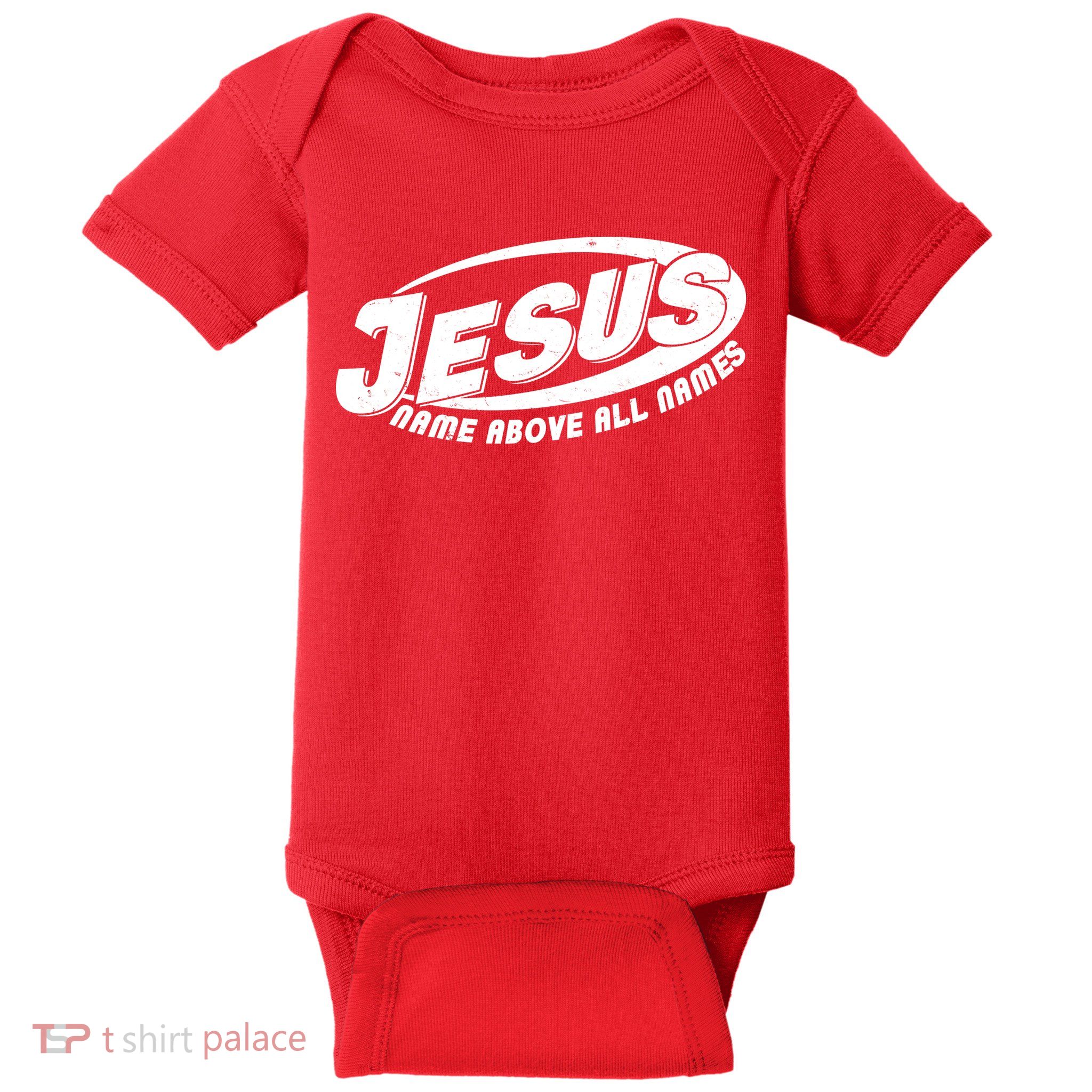 Jesus Name Above All Names Sports Style Logo Baby Bodysuit