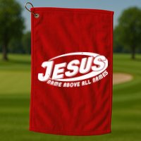Jesus Name Above All Names Sports Style Logo Golf Towel