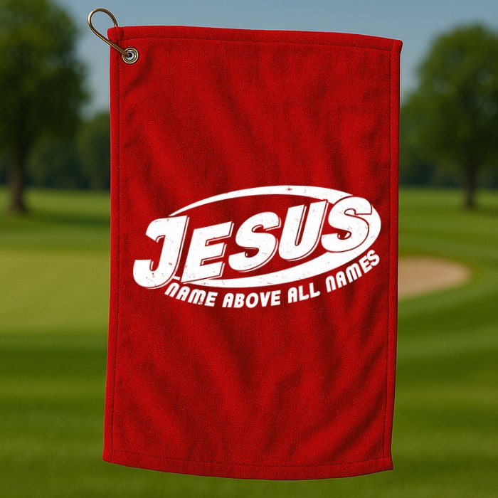 Jesus Name Above All Names Sports Style Logo Golf Towel