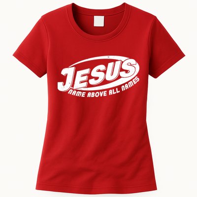 Jesus Name Above All Names Sports Style Logo Womens T-Shirt