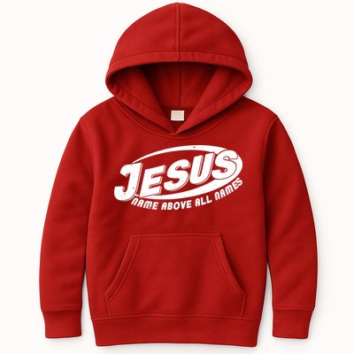 Jesus Name Above All Names Sports Style Logo Kids Hoodie