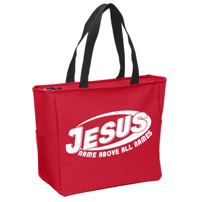 Jesus Name Above All Names Sports Style Logo Zip Tote Bag