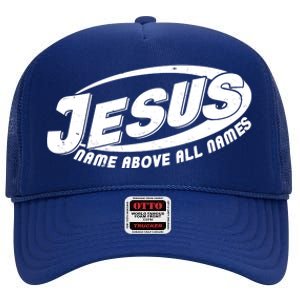 Jesus Name Above All Names Sports Style Logo High Crown Mesh Back Trucker Hat