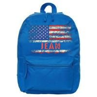 Jean Name American Flag Jean First Name 16 in Basic Backpack