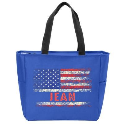 Jean Name American Flag Jean First Name Zip Tote Bag