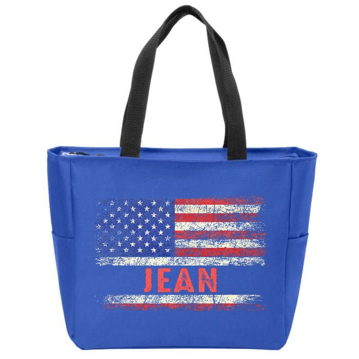 Jean Name American Flag Jean First Name Zip Tote Bag