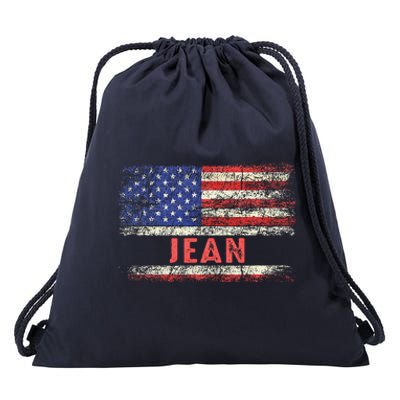 Jean Name American Flag Jean First Name Drawstring Bag