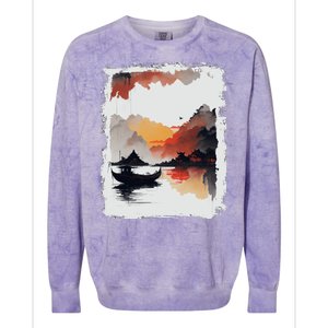 Japanese Ninh Binh Town Colorblast Crewneck Sweatshirt