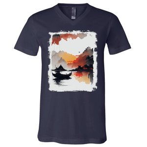 Japanese Ninh Binh Town V-Neck T-Shirt