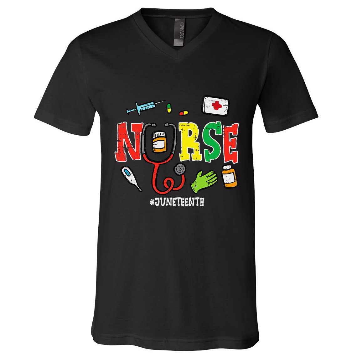 Juneteenth Nurse Black Freedom Day 1865 Scrub Top V-Neck T-Shirt