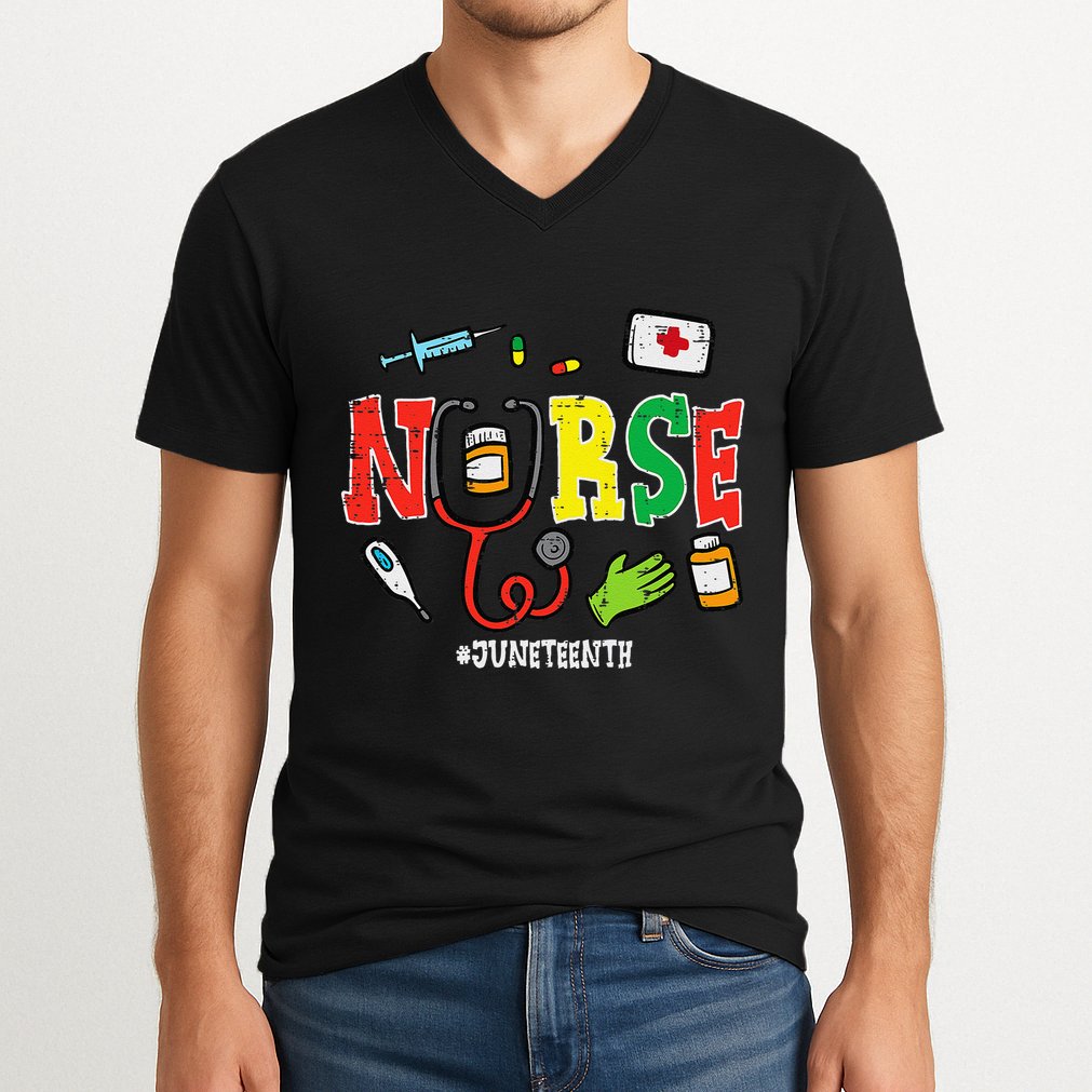 Juneteenth Nurse Black Freedom Day 1865 Scrub Top V-Neck T-Shirt