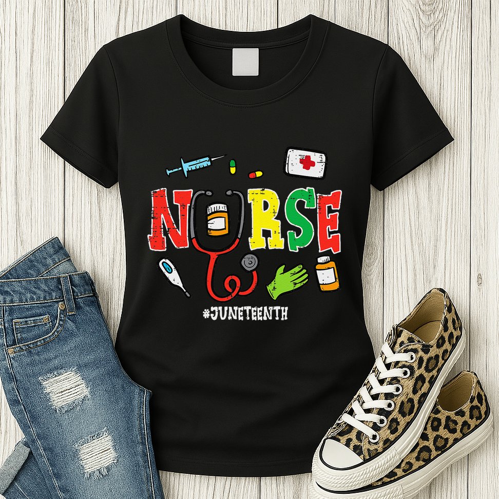 Juneteenth Nurse Black Freedom Day 1865 Scrub Top Womens T-Shirt