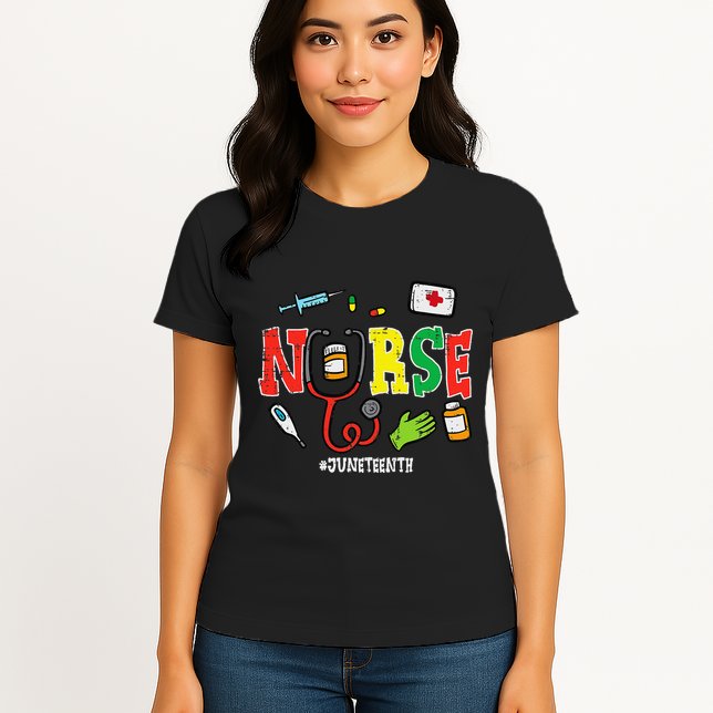 Juneteenth Nurse Black Freedom Day 1865 Scrub Top Womens T-Shirt