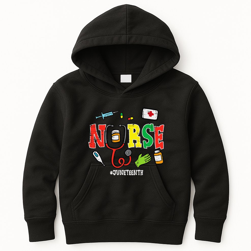 Juneteenth Nurse Black Freedom Day 1865 Scrub Top Kids Hoodie
