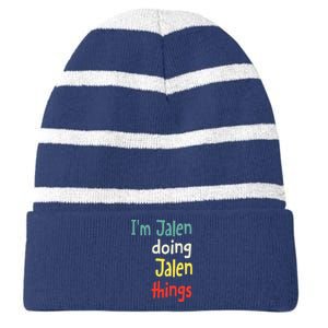 Jalen Name Cute Personalized Gift Striped Beanie with Solid Band