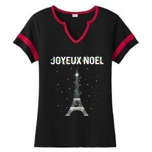 Joyeux Noel French Paris Eiffel Tower Christmas Cute Gift Ladies Halftime Notch Neck Tee