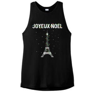 Joyeux Noel French Paris Eiffel Tower Christmas Cute Gift Ladies PosiCharge Tri-Blend Wicking Tank