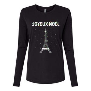 Joyeux Noel French Paris Eiffel Tower Christmas Cute Gift Womens Cotton Relaxed Long Sleeve T-Shirt