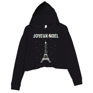 Joyeux Noel French Paris Eiffel Tower Christmas Cute Gift Crop Fleece Hoodie