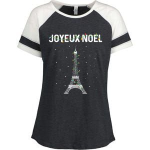 Joyeux Noel French Paris Eiffel Tower Christmas Cute Gift Enza Ladies Jersey Colorblock Tee