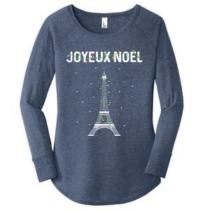 Joyeux Noel French Paris Eiffel Tower Christmas Cute Gift Women's Perfect Tri Tunic Long Sleeve Shirt