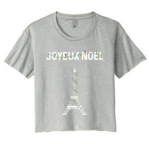 Joyeux Noel French Paris Eiffel Tower Christmas Cute Gift Women's Crop Top Tee