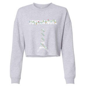 Joyeux Noel French Paris Eiffel Tower Christmas Cute Gift Cropped Pullover Crew