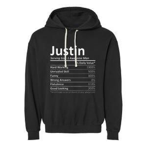 JUSTIN Nutrition Funny Birthday Personalized Name Gift Garment-Dyed Fleece Hoodie