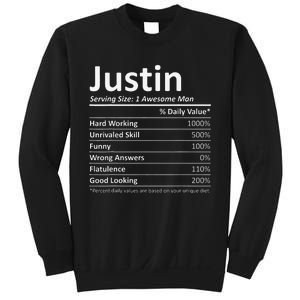 JUSTIN Nutrition Funny Birthday Personalized Name Gift Sweatshirt