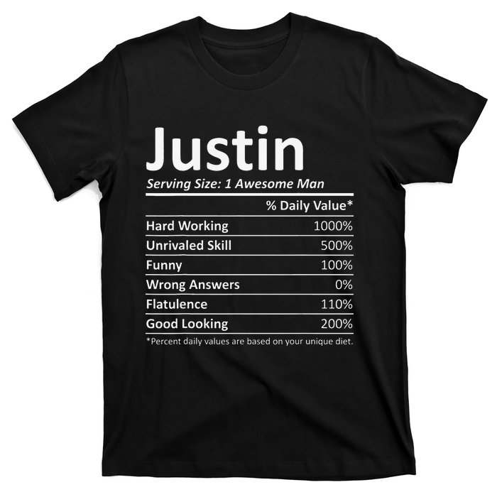 JUSTIN Nutrition Funny Birthday Personalized Name Gift T-Shirt