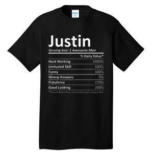 JUSTIN Nutrition Funny Birthday Personalized Name Gift Tall T-Shirt