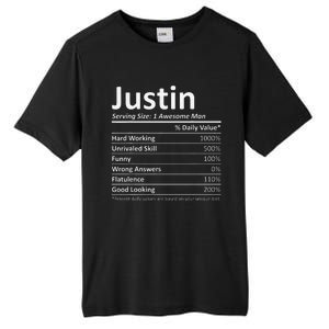 JUSTIN Nutrition Funny Birthday Personalized Name Gift Tall Fusion ChromaSoft Performance T-Shirt