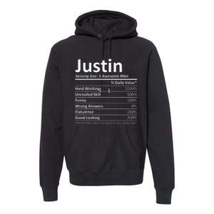 JUSTIN Nutrition Funny Birthday Personalized Name Gift Premium Hoodie