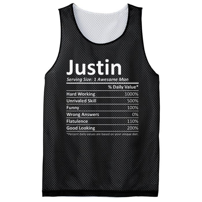 JUSTIN Nutrition Funny Birthday Personalized Name Gift Mesh Reversible Basketball Jersey Tank