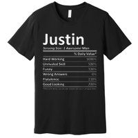 JUSTIN Nutrition Funny Birthday Personalized Name Gift Premium T-Shirt