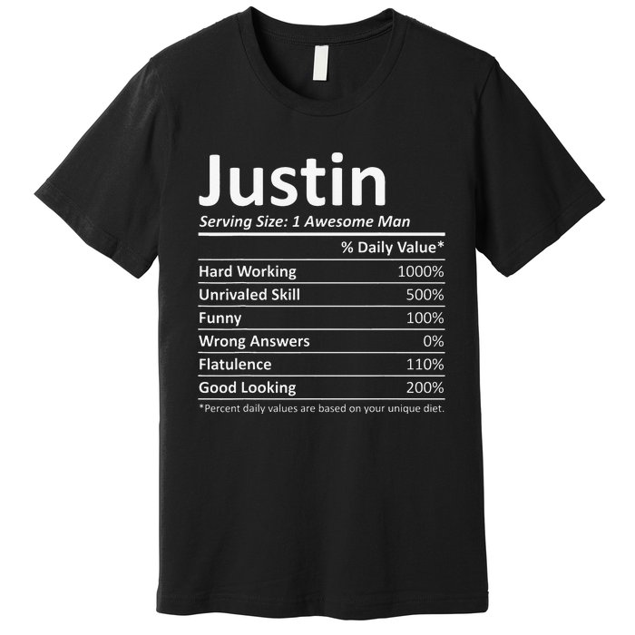 JUSTIN Nutrition Funny Birthday Personalized Name Gift Premium T-Shirt