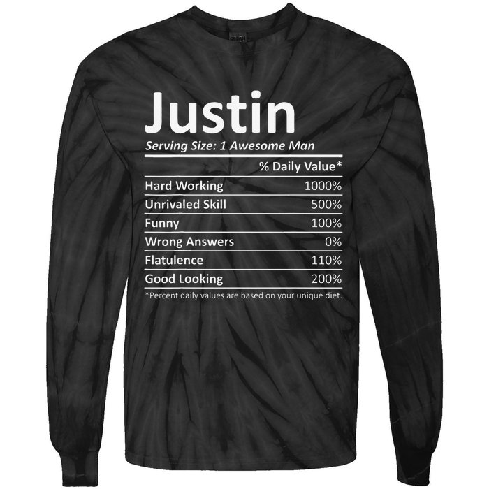 JUSTIN Nutrition Funny Birthday Personalized Name Gift Tie-Dye Long Sleeve Shirt