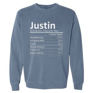 JUSTIN Nutrition Funny Birthday Personalized Name Gift Garment-Dyed Sweatshirt