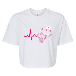 Jewish Nurse Funny Gift Stethoscope Nursing Heartbeat Cute Gift Bella+Canvas Jersey Crop Tee