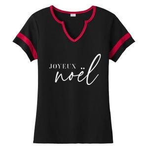 Joyeux Noel French Merry Christmas Trendy Happy Holidays Ladies Halftime Notch Neck Tee