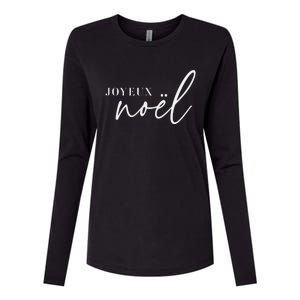 Joyeux Noel French Merry Christmas Trendy Happy Holidays Womens Cotton Relaxed Long Sleeve T-Shirt