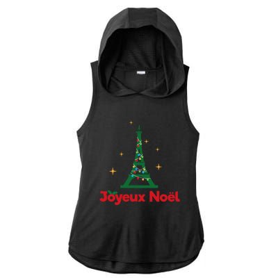 Joyeux Noel French Merry Christmas Ladies PosiCharge Tri-Blend Wicking Draft Hoodie Tank