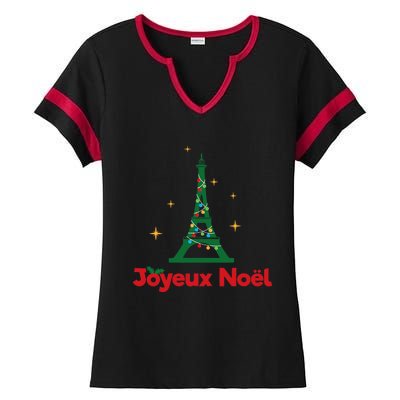 Joyeux Noel French Merry Christmas Ladies Halftime Notch Neck Tee