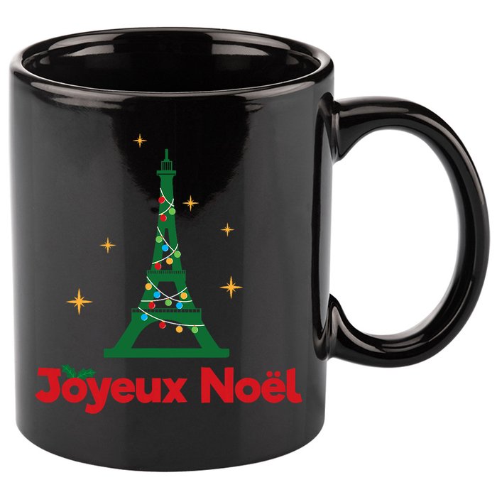 Joyeux Noel French Merry Christmas 11oz C Handle Ceramic Mug