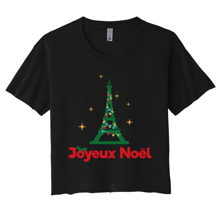 Joyeux Noel French Merry Christmas Women's Crop Top Tee