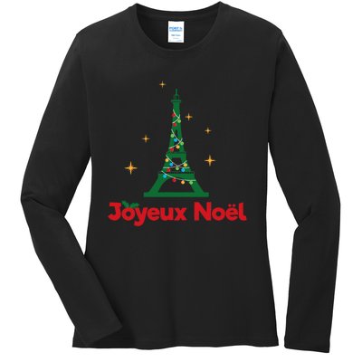 Joyeux Noel French Merry Christmas Ladies Long Sleeve Shirt